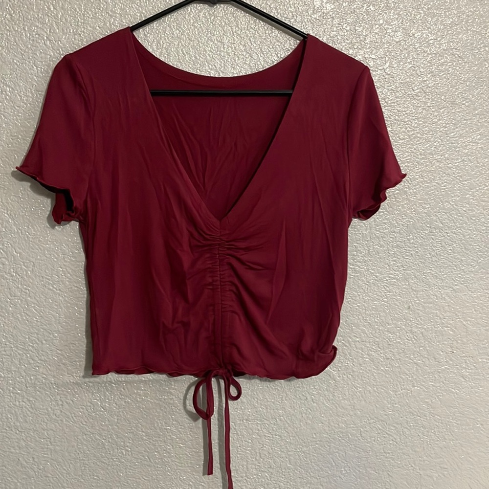 Maroon scrunch blouse